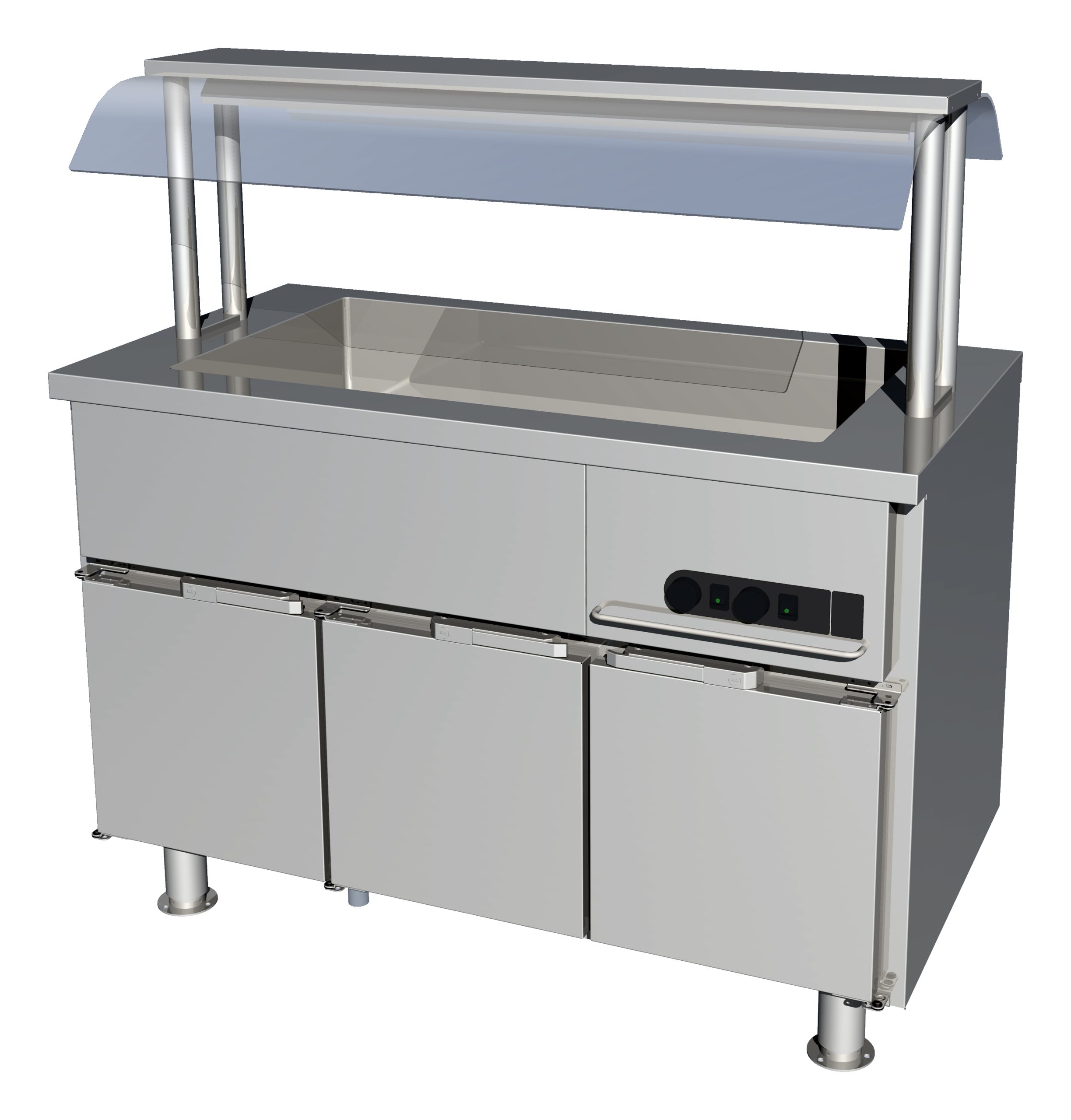 LM3027_HLM126BM-2-SIDED Porkka marine hot line food serving counter with heated gantry